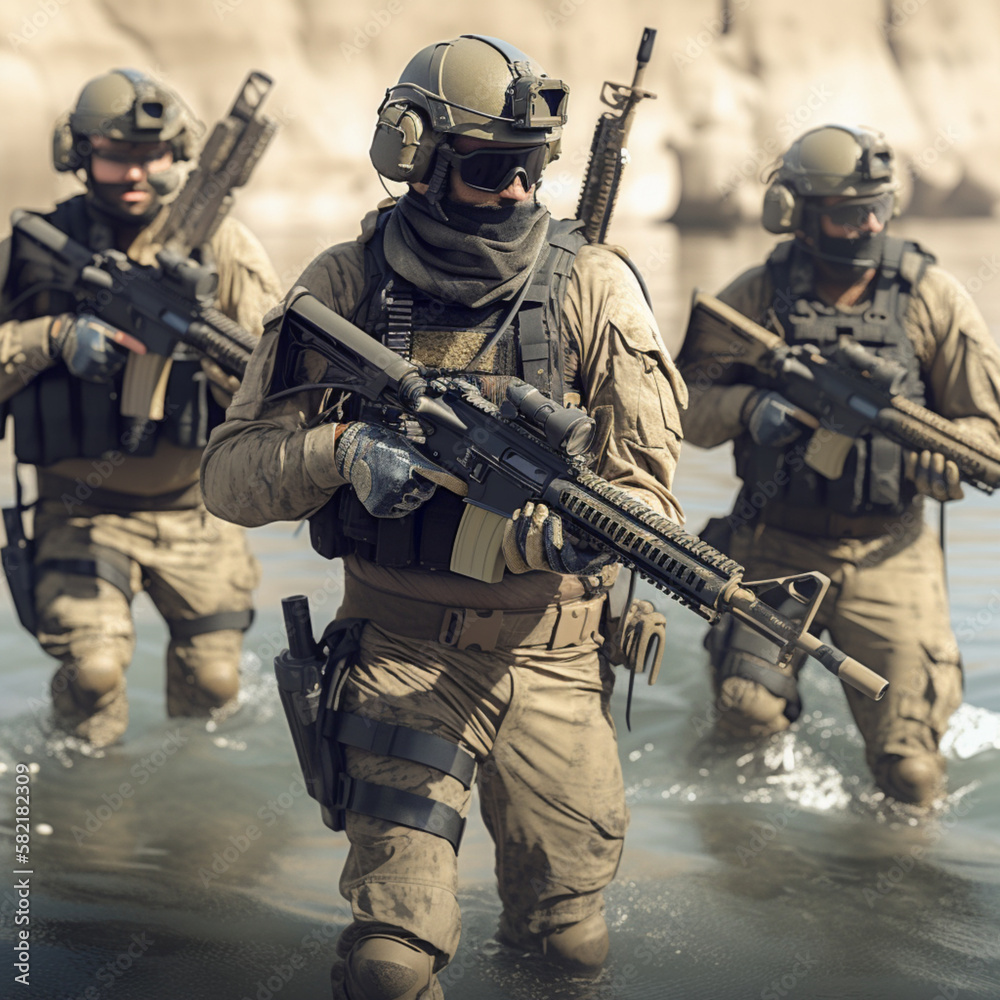 Fototapeta premium soldiers in camouflage