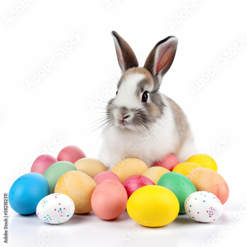 Bunny with easter eggs © martin