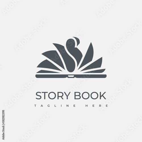 Reading book And Initial Letter S Logo. Silhouette of an open book with flying pages. Usable for Business, online course, bookstore and Education brand. Flat Vector emblem Design Template Element