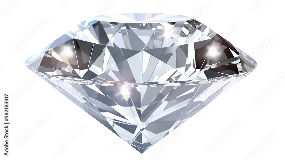 Round diamond with glowing lens flares, cut out. Based on Generative AI Round diamond with glowing lens flares, cut out. Based on Generative AI