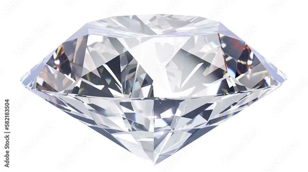 Round diamond with glowing lens flares, cut out. Based on Generative AI Round diamond with glowing lens flares, cut out. Based on Generative AI