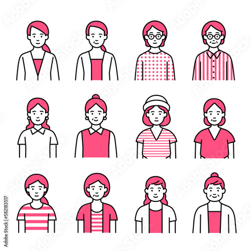 女性のアイコンセット