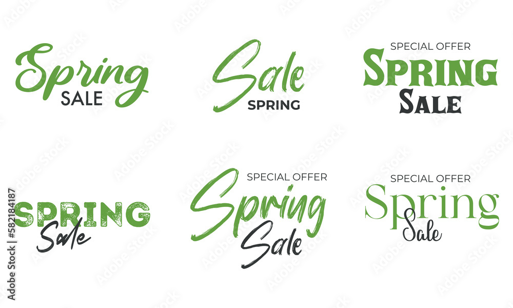 Spring Sale set. Springtime season special offer commercial signs 