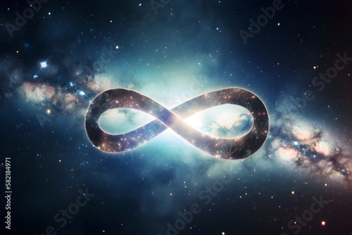 Sign infinity in space. The concept of unlimited Internet. Generative AI
