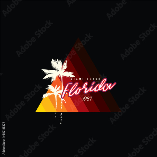 Vintage triangular sunset in the style of the 80s. Vector background. A design element.