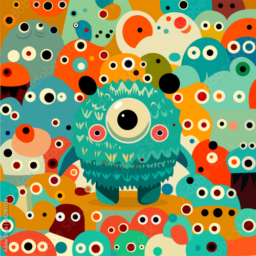 Wallpaper Mural Vector illustration cute and fantastic monster wall art Torontodigital.ca