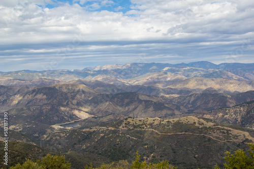 Aerial views of coastal city, santa barbara, taken while hiking in the mountains.