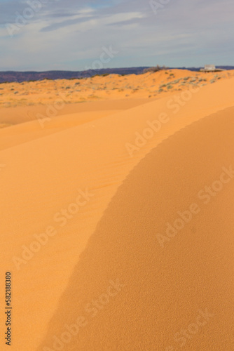 the bright colored sand dunes at pink coral sand dunes state park in Utah, near Bryce Canyon National Park