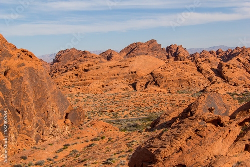 orange sand and rocks at the valley of fire state park in Nevada.