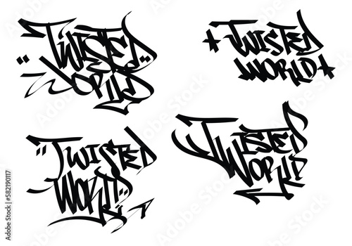black white graffiti tag TWISTED WORLD