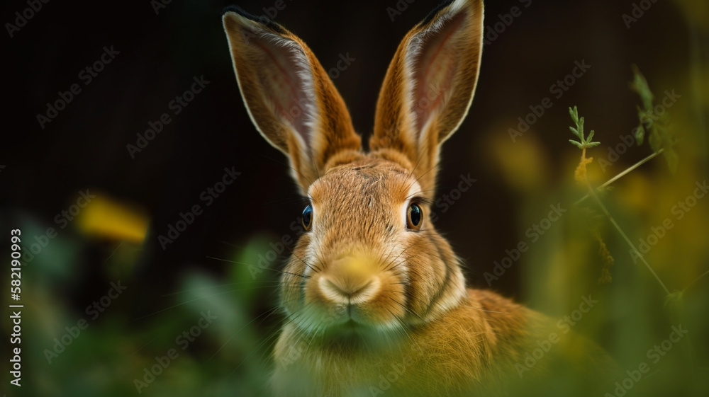 Obraz premium Rabbit in Grass created with Generative AI