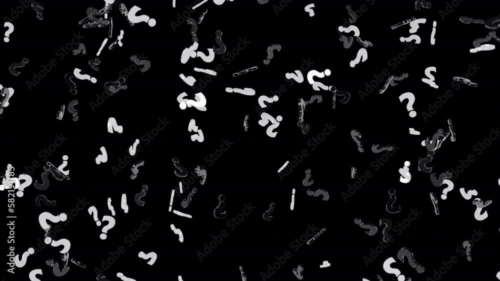 Falling Black and White Question Mark Isolated loop on alpha background Falling Black and White Question Mark Isolated loop on alpha background