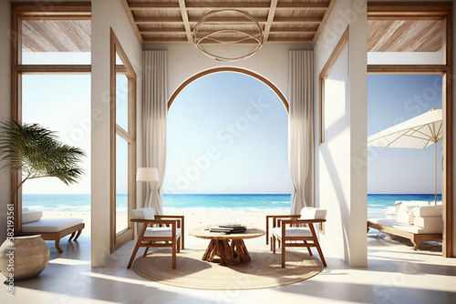 resort or hotel for beautiful beach tourism, generative ai