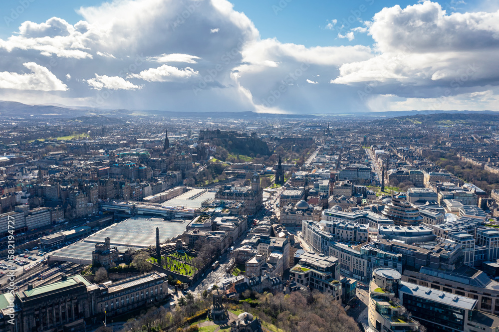 city aerial view of Edinburgh
