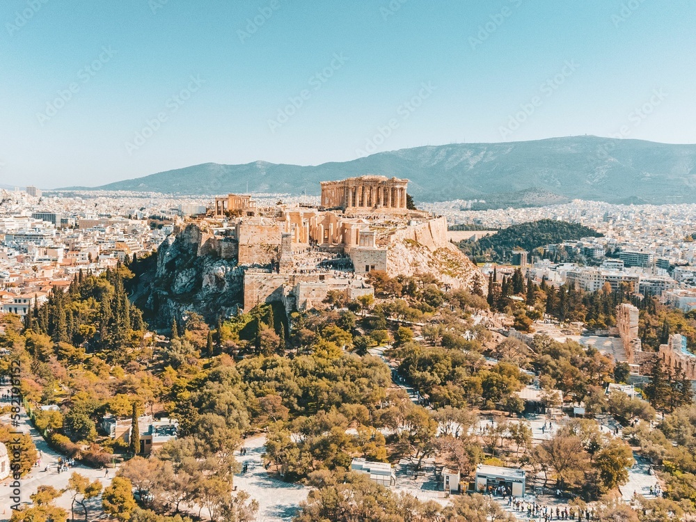 Beautiful view of Athens with Acropolis hill, Greece