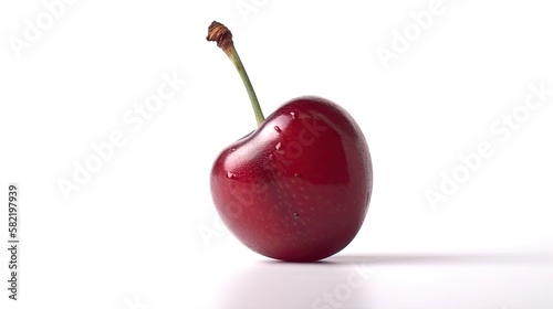 Cherry fruit isolated on white background created with generative AI technology