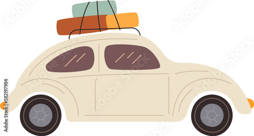Travel car with suitcases and bags