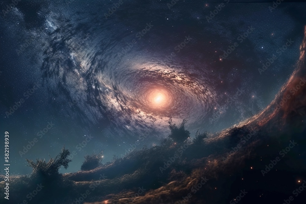 Vibrant Andromeda Galaxy, Cosmic Starscape, Dazzling Outer Space Exploration, Generative Ai