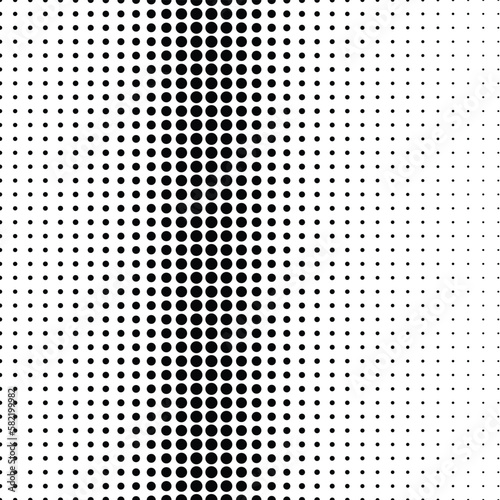 Black and white halftone background. Abstract round circle shapes pattern dotted backdrop.