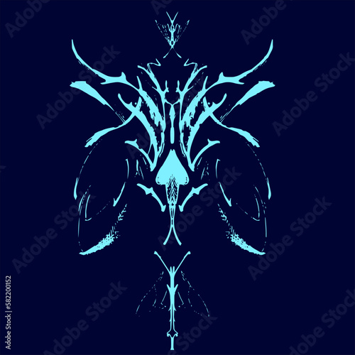 abstract neon beetle, logo, vector