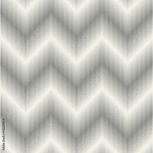 Vector seamless pattern. Abstract diagonal striped zigzag texture. Modern moire monochrome background.
