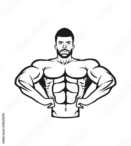Bodybuilder Logo Character Design Mascot Premium Vector - gym and fitness logo.