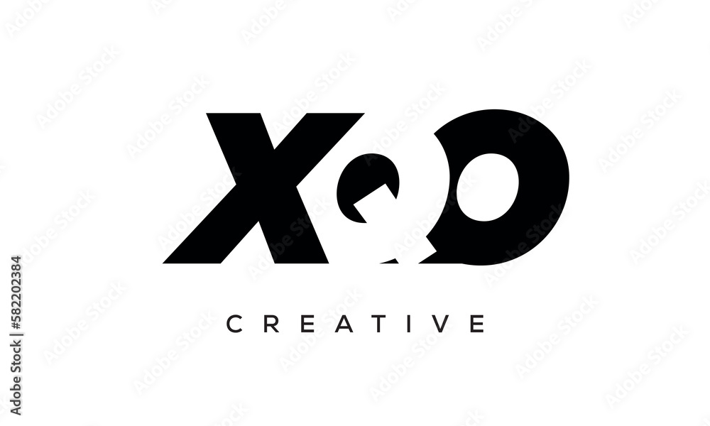 XQO letters negative space logo design. creative typography monogram vector XQO letters negative space logo design. creative typography monogram vector