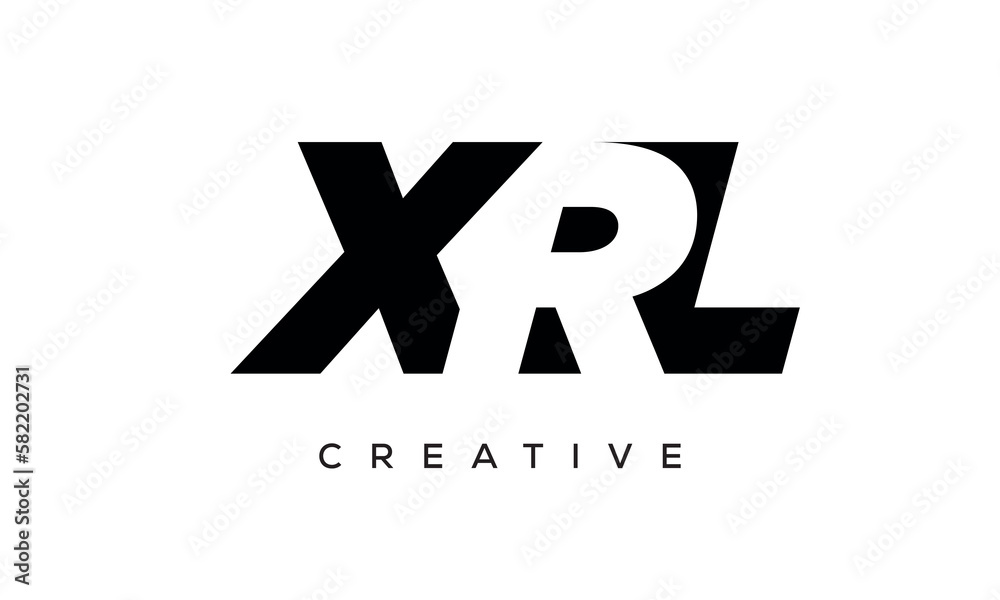 XRL letters negative space logo design. creative typography monogram vector