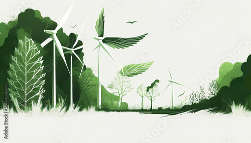 green energy  renewable eco friendly energy concept background design  generative ai