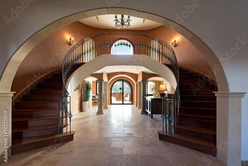 luxury mediterranean house interior  architecture photography  generative ai