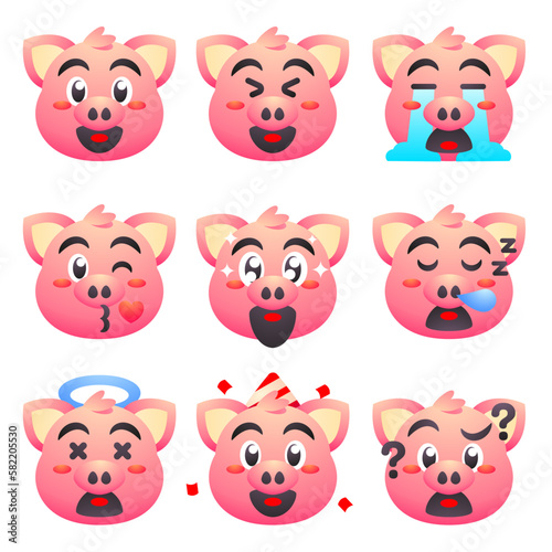 cute pug emoticon set