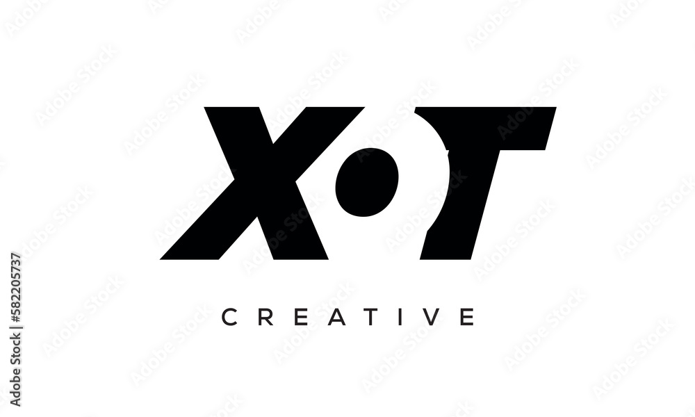 XOT letters negative space logo design. creative typography monogram vector