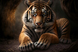 tiger on a black background, generative ai