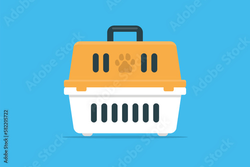 Pet carrier vector flat illustration