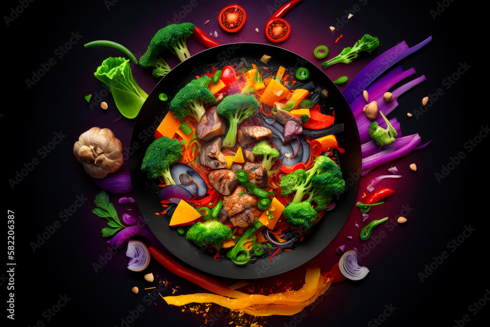 Stir Fried Vegetables and Meat, Generative AI
Stir Fried Vegetables and Meat, Generative AI