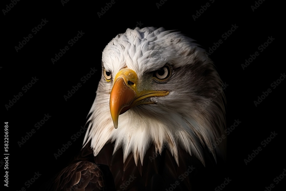 Fototapeta premium Bald Eagle Portrait. Generative AI Image