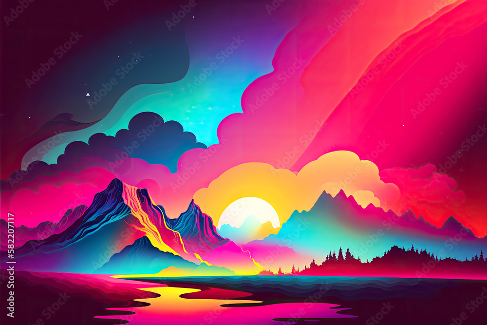 gradient mountain background and Aesthetic Gradient Background, Generative AI

