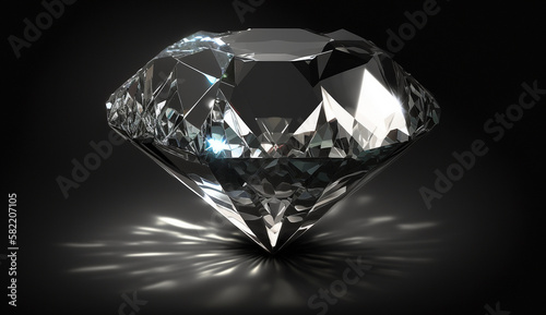 Diamond isolated on black photorealistic. Generative AI