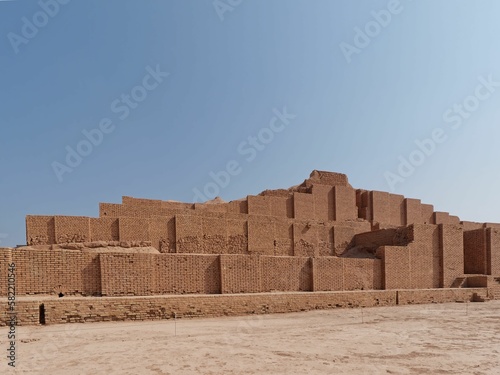 Beautiful shot of the historic Ziggurat of Chogha Zanbil under a blue sky in Khuzestan  Iran