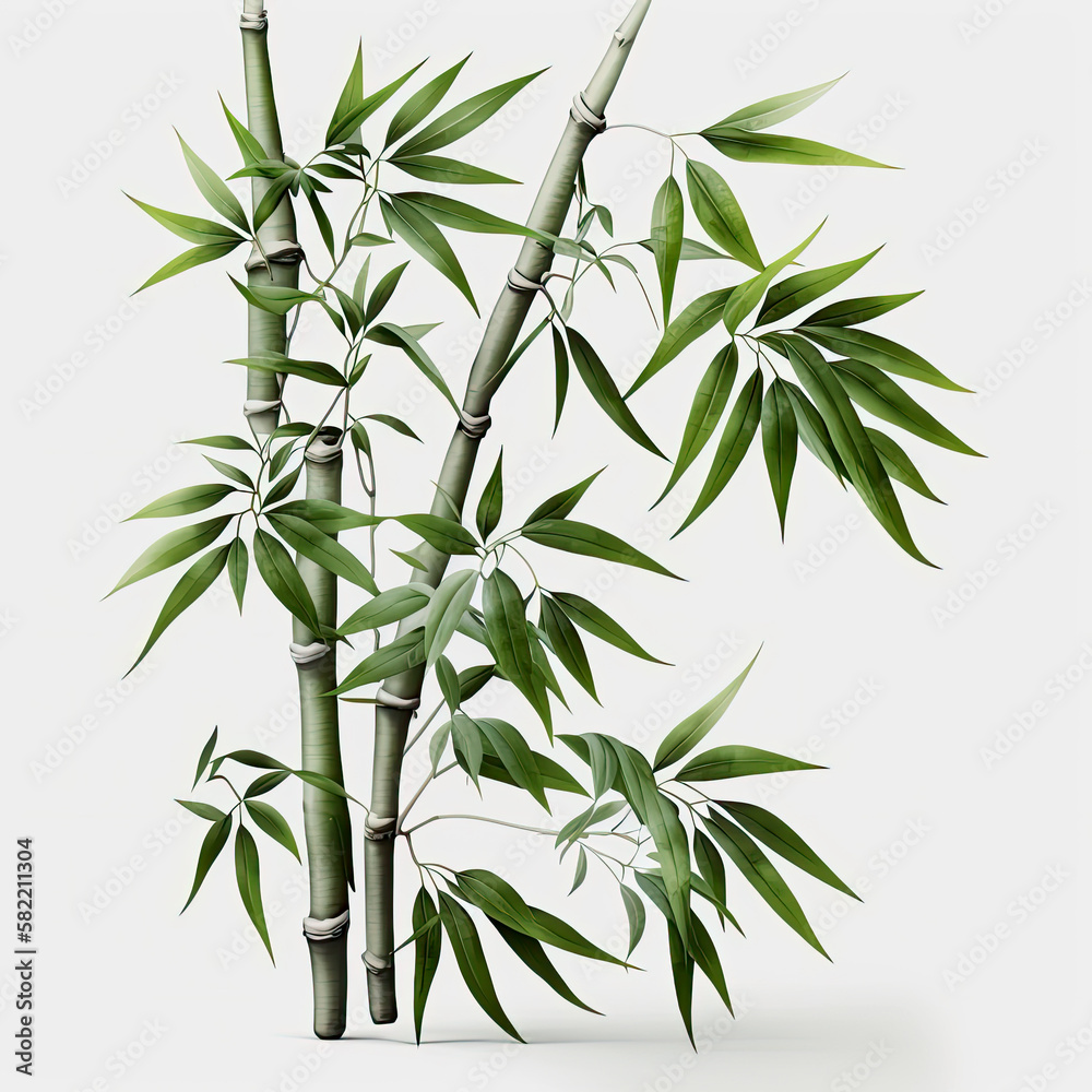 Fototapeta premium Bamboo realistic and white background, Generative AI