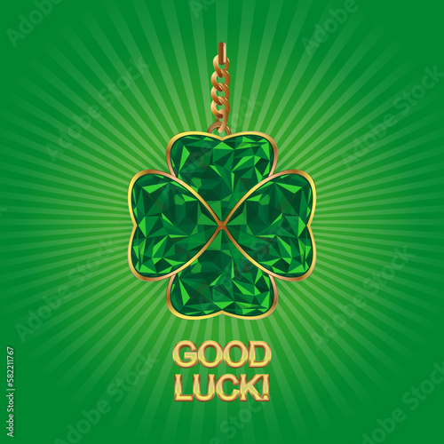 Jewelry decoration on a gold chain for St. Patricks Day