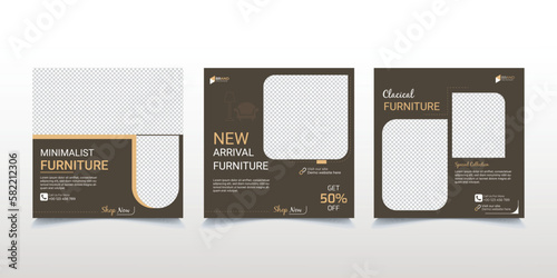 Minimalist and luxury furniture design. Or home interior furniture social media template.