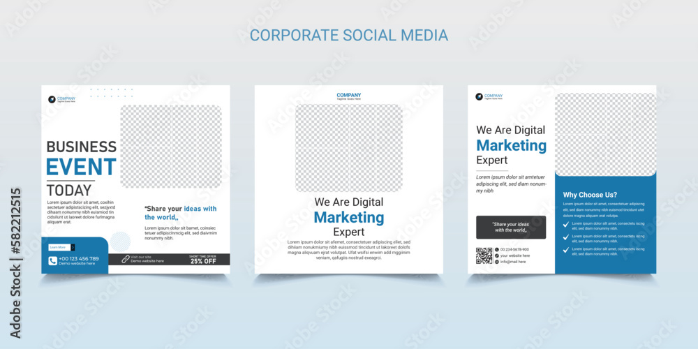Digital marketing agency business promotion expert, Or editable square banner template. 