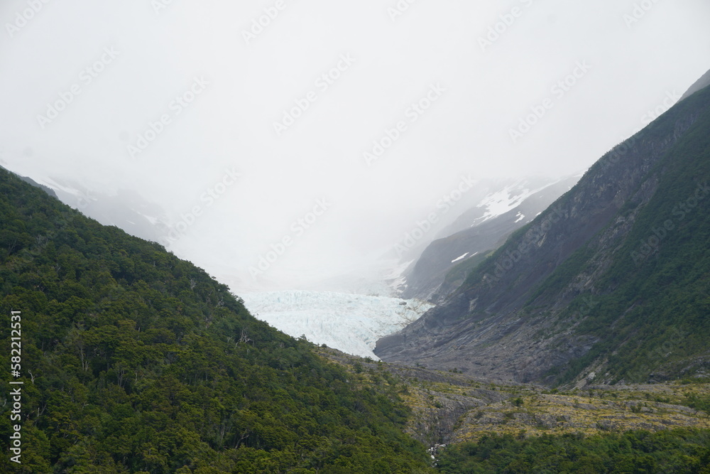 Landscape with clouds, lake, icebergs (Patagonia - Argentina)