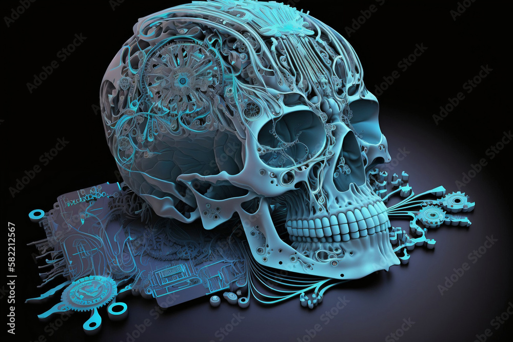 artificial intelligence concept, tech skull, generative ai artificial intelligence concept, tech skull, generative ai