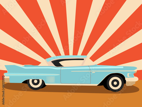 blue retro car