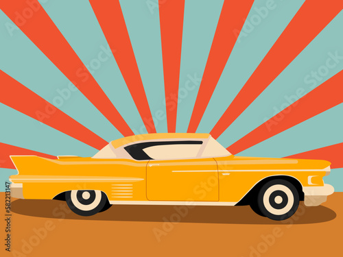 yellow retro car