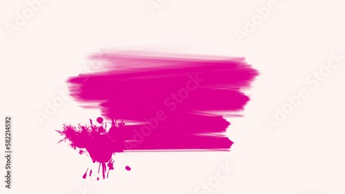 Splashing pink paint brushes on white gradient, motion abstract art and corporate style background
