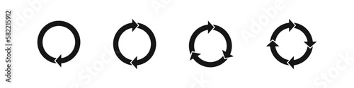 Reload icon. Repeat symbol. Reset signs. 1  2  3  4 arrow symbols. Refresh icons. Black color. Vector sign.