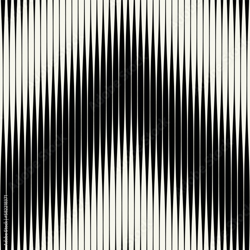 Vector seamless pattern. Abstract diagonal striped zigzag texture. Modern moire monochrome background.